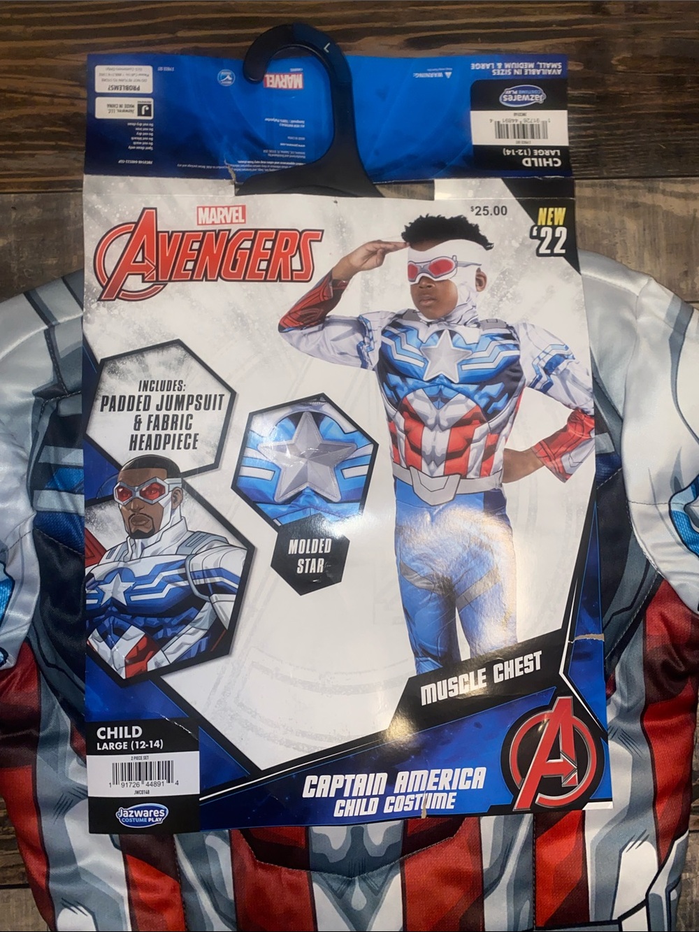 Marvel Captain America Child muscle chest and mask Costume - size large 12-14